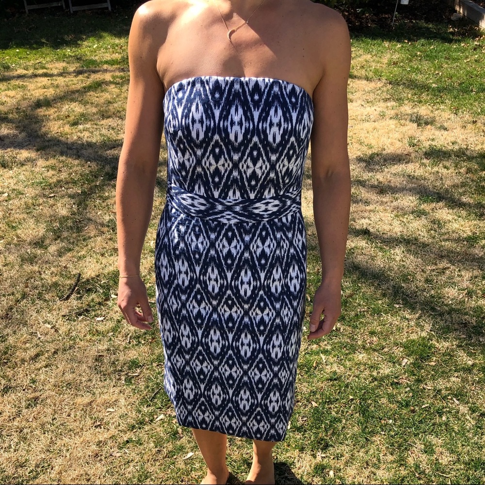 New! Banana republic strapless ikat print dress